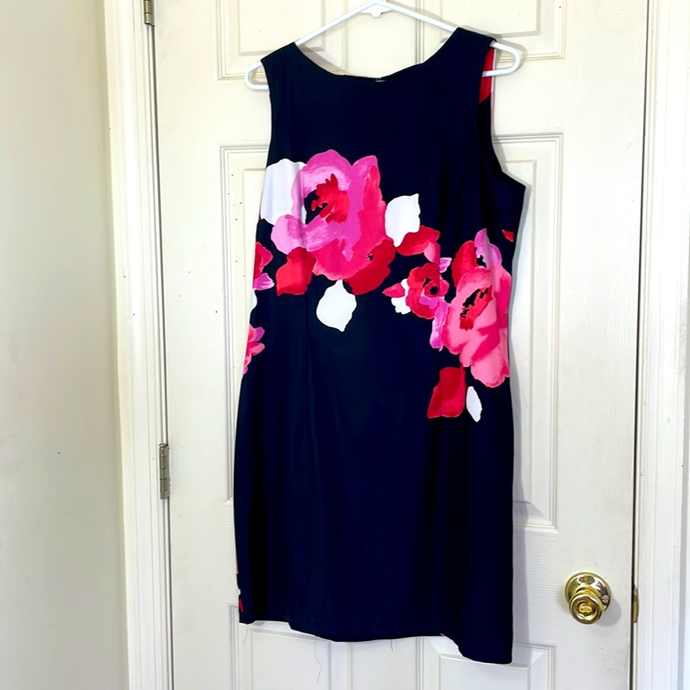 Women's Floral Print Sleeveless Black  Formal Dress Size 14 Excellent Condition